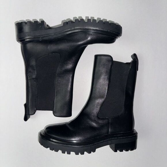 Tory Burch Benton Black Boots Leather Bootie Chelsea Designer Women's Size 5 - Picture 1 of 8